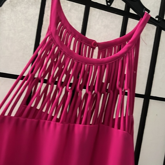 Lulus-High Neck Mini Shift Dress-Hot Pink S - Picture 3 of 5